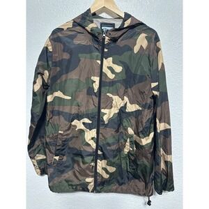 Beautiful Giant Camo Windbreaker Hooded Jacket Lightweight Zip Up Men Size XL